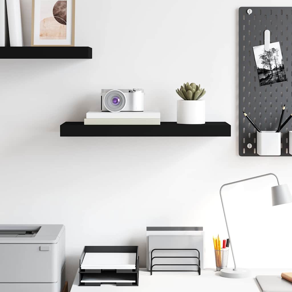 Schwebendes Wandregal Schwarz 60x23,5x3,8 cm MDF