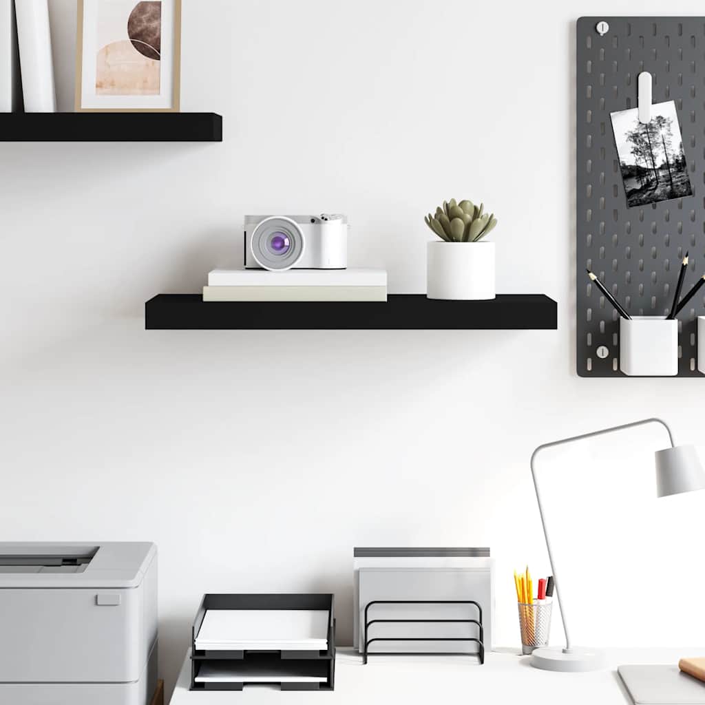 Schwebendes Wandregal Schwarz 60x23,5x3,8 cm MDF