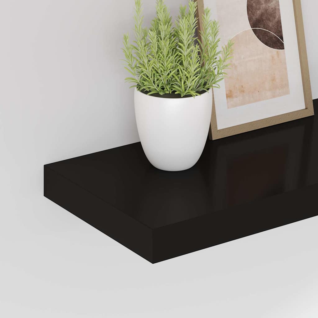 Schwebendes Wandregal Schwarz 60x23,5x3,8 cm MDF