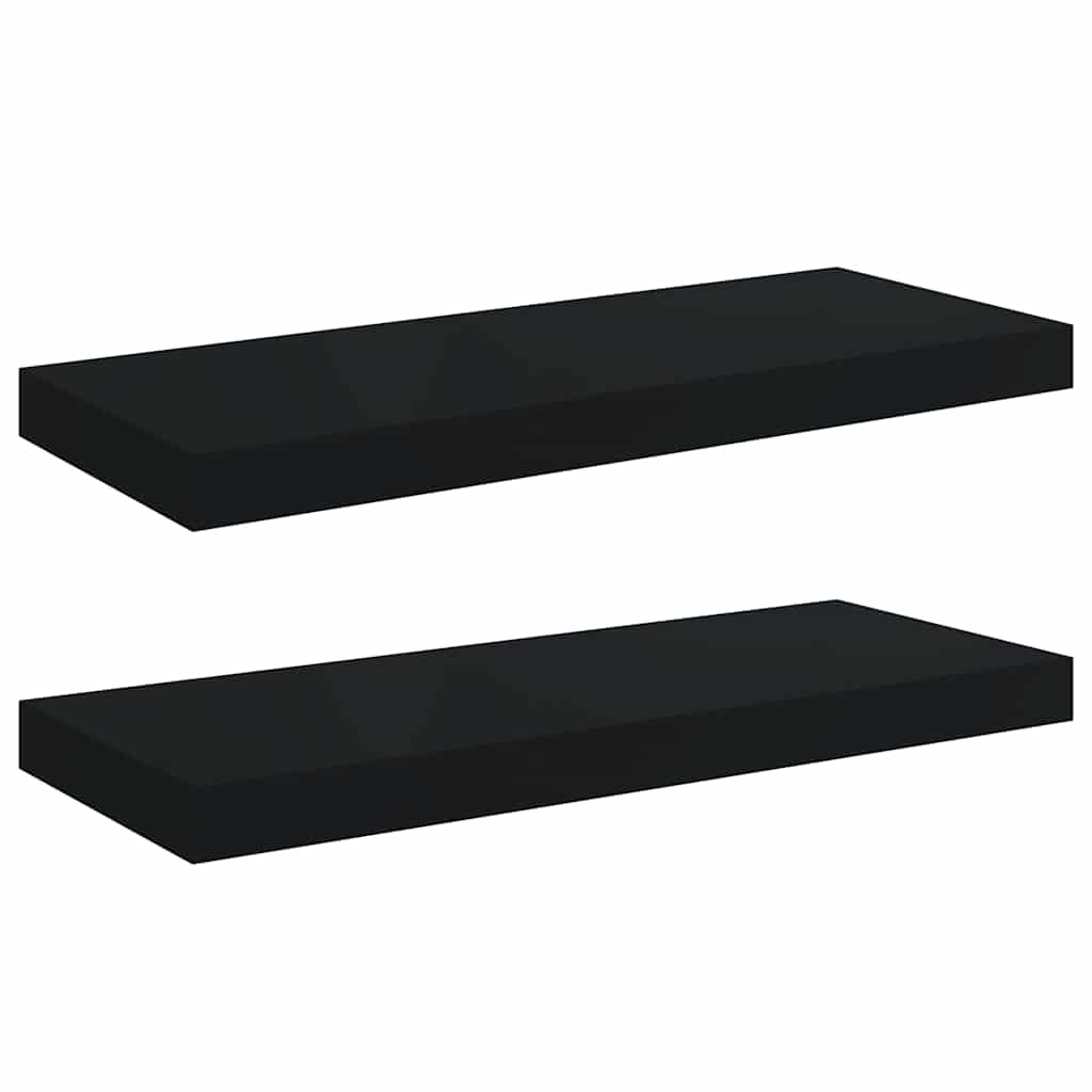 Schweberegale 2 Stk. Schwarz 60x23,5x3,8cm MDF