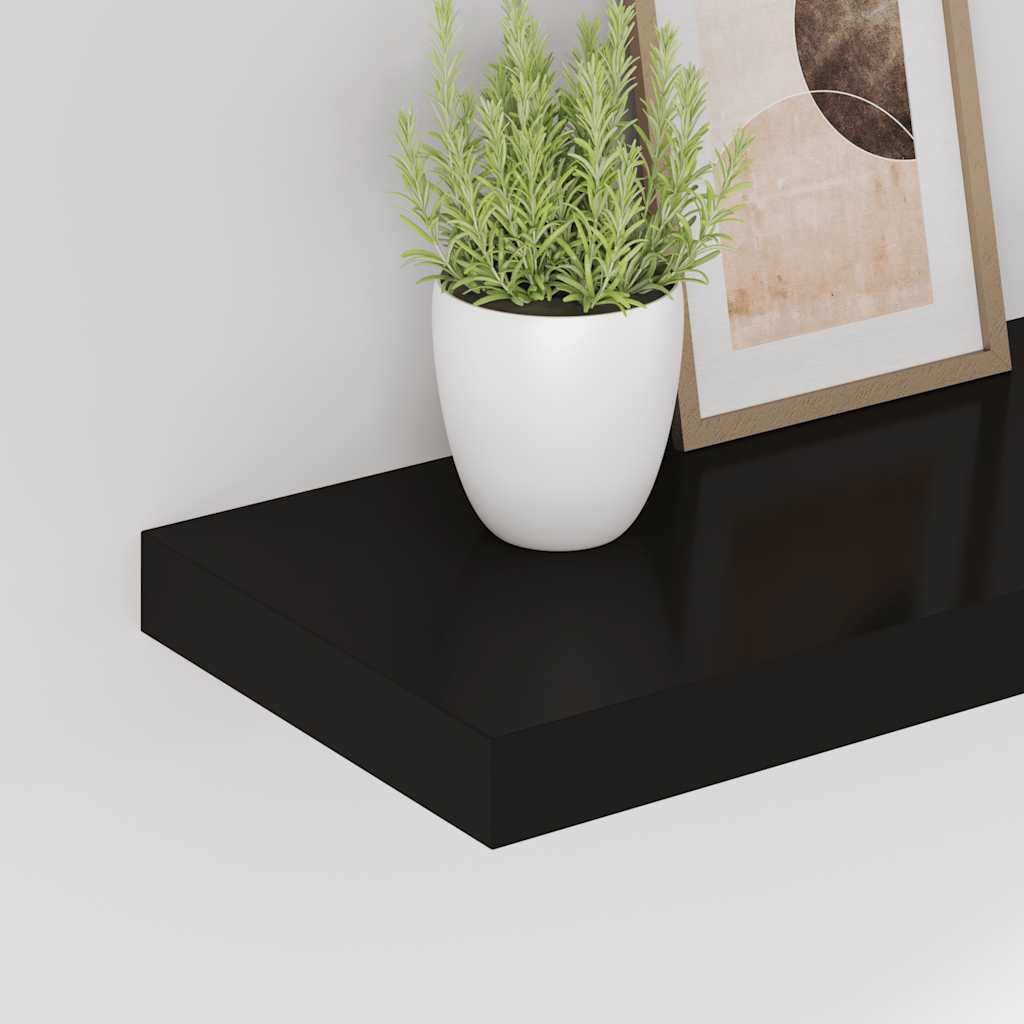 Schweberegale 2 Stk. Schwarz 60x23,5x3,8cm MDF