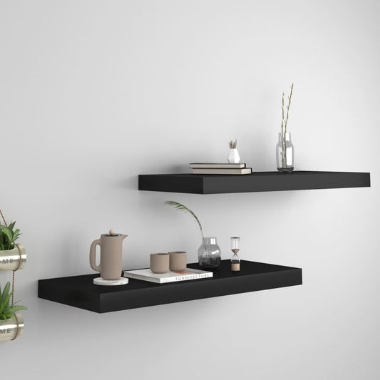 Étagères flottantes, lot de 2, noires, 60 x 23,5 x 3,8 cm, MDF