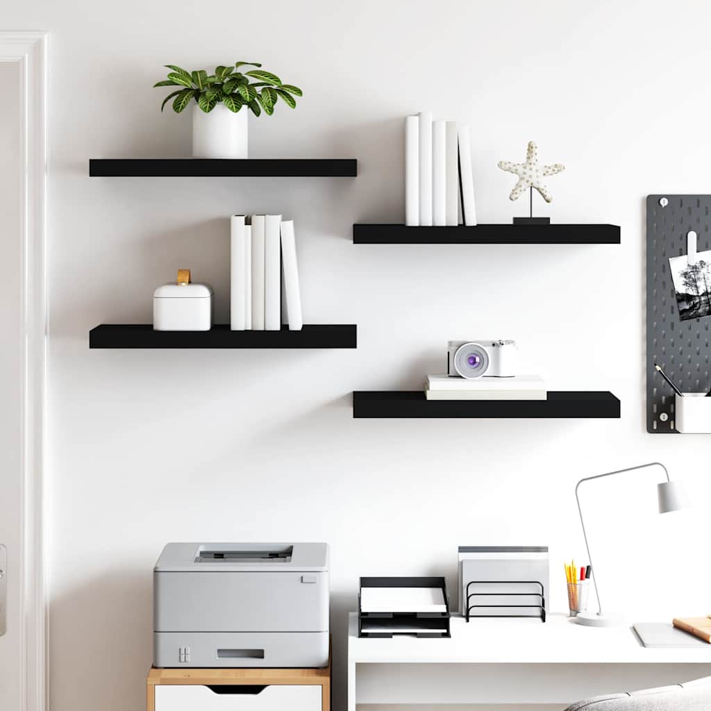 Schweberegale 4 Stk. Schwarz 60x23,5x3,8cm MDF
