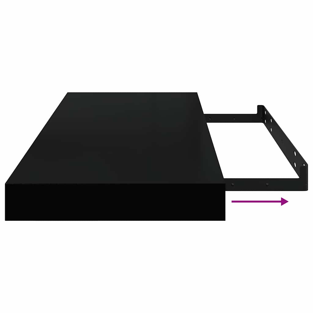 Schweberegale 4 Stk. Schwarz 60x23,5x3,8cm MDF