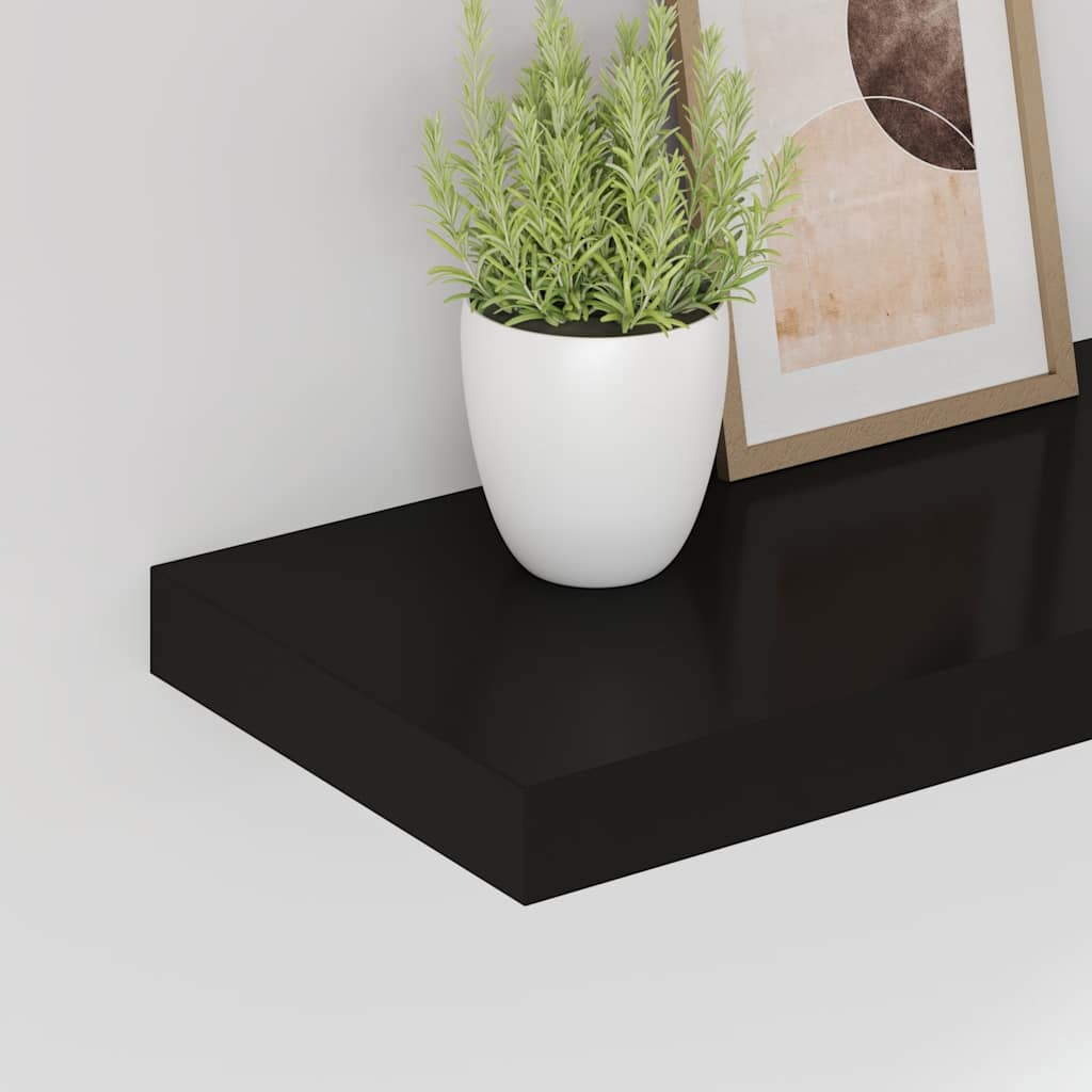 Schweberegal Schwarz 80x23,5x3,8 cm MDF