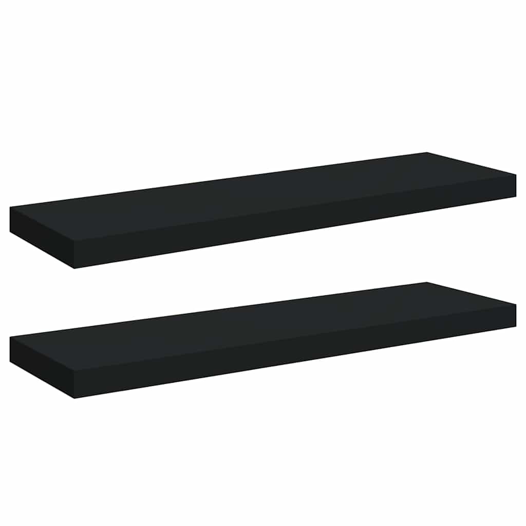 Schweberegale 2 Stk. Schwarz 80x23,5x3,8 cm MDF