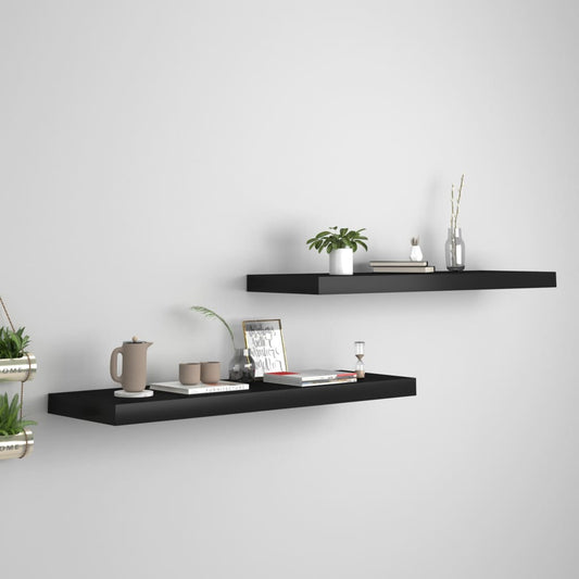 Étagères flottantes, lot de 2, noires, 80 x 23,5 x 3,8 cm, MDF