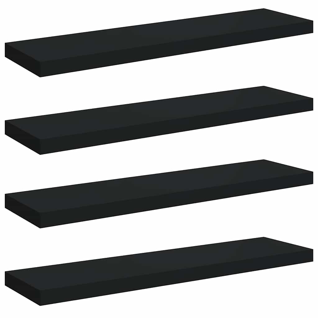 Schweberegale 4 Stk. Schwarz 90x23,5x3,8 cm MDF