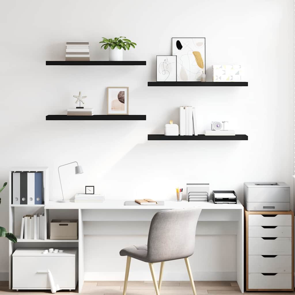 Schweberegale 4 Stk. Schwarz 90x23,5x3,8 cm MDF