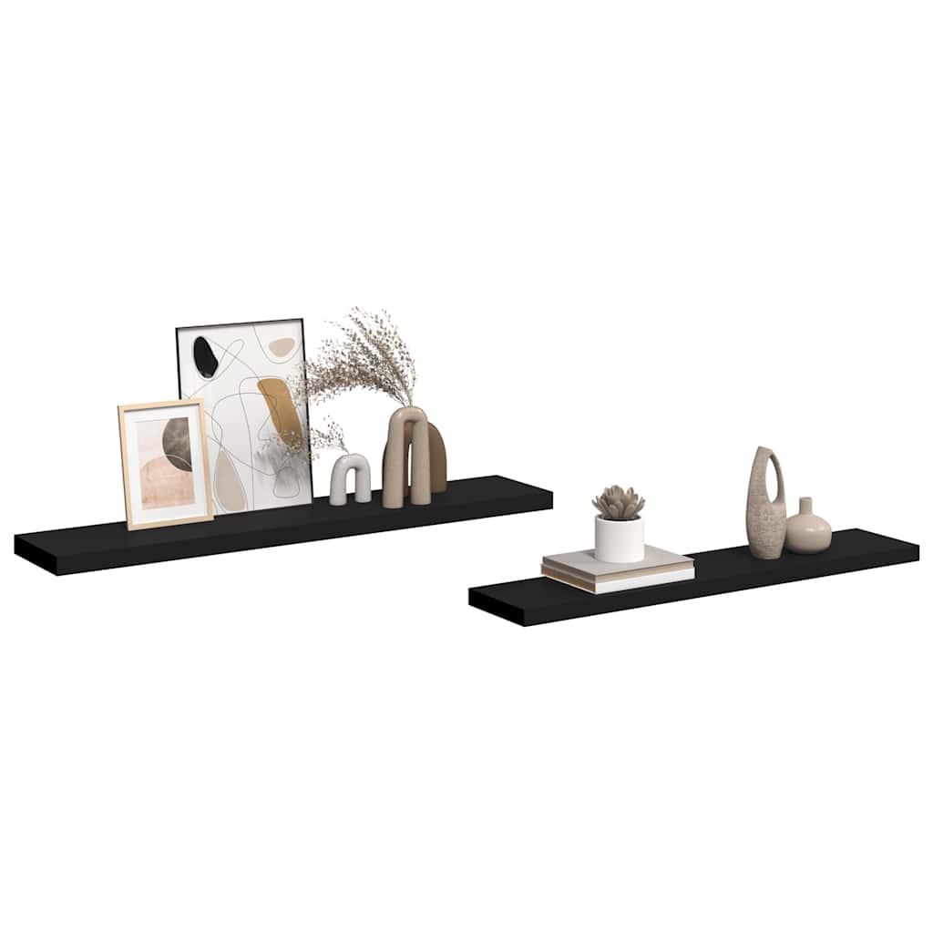 Schweberegale 2 Stk. Schwarz 120x23,5x3,8 cm MDF