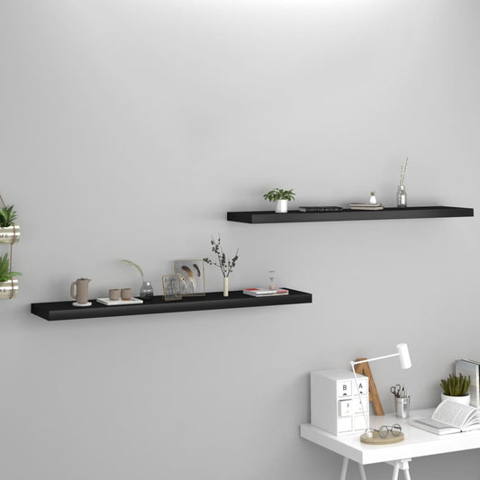 Étagères flottantes, lot de 2, noires, 120 x 23,5 x 3,8 cm, MDF