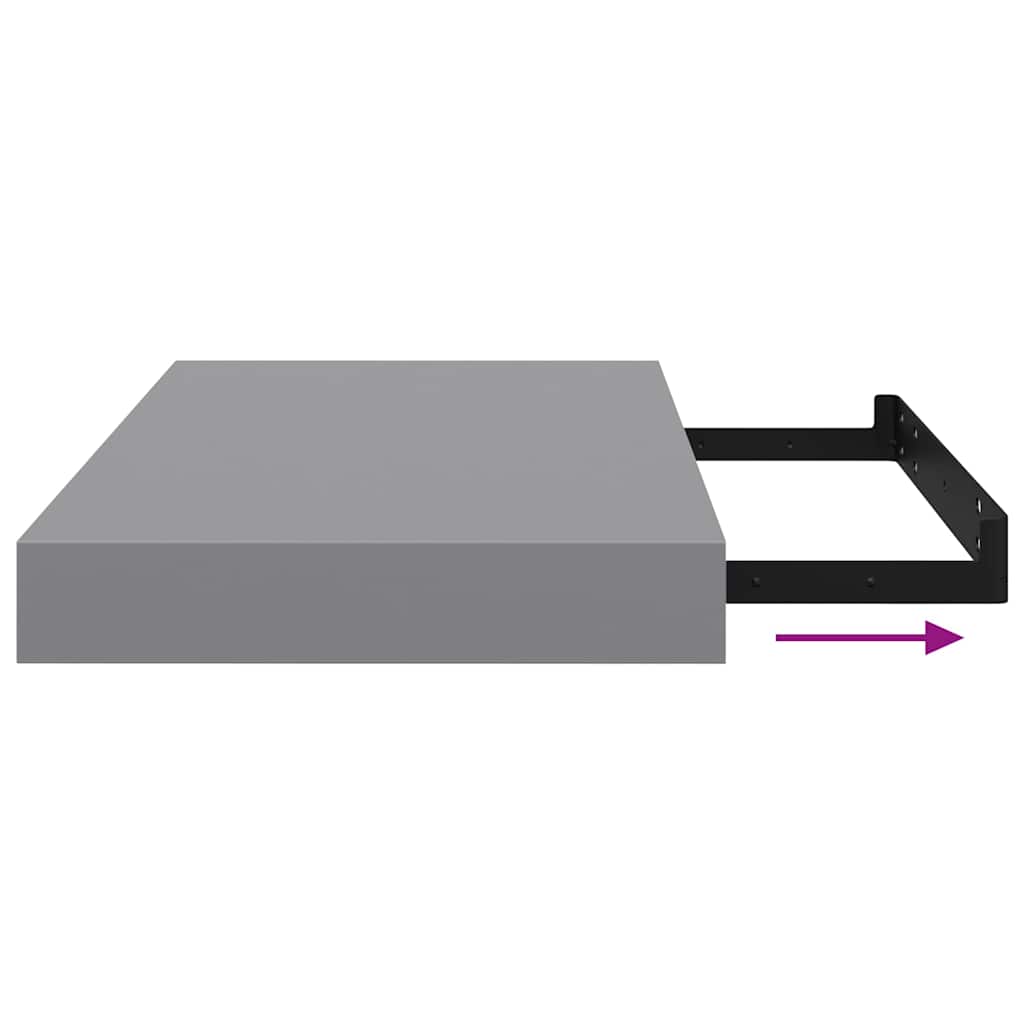 Schwebende Wandregale 2 Stk. Grau 40x23,5x3,8cm MDF