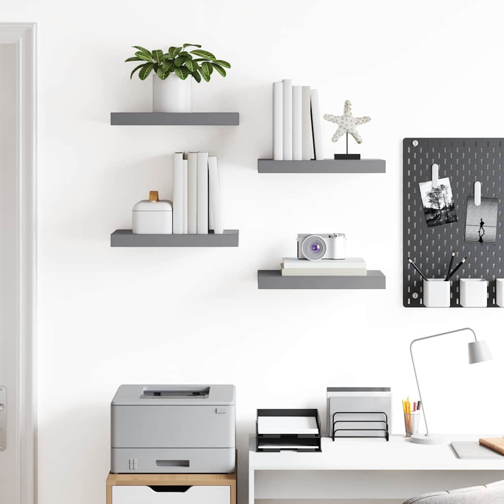Schwebende Wandregale 4 Stk. Grau 40x23,5x3,8cm MDF