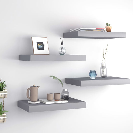 Floating wall shelves 4 pcs. Grey 40x23x3.8cm MDF