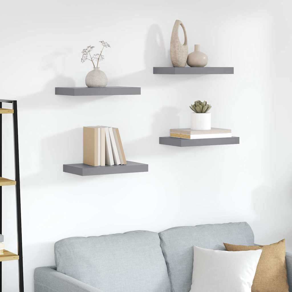 Schwebende Wandregale 4 Stk. Grau 40x23,5x3,8cm MDF