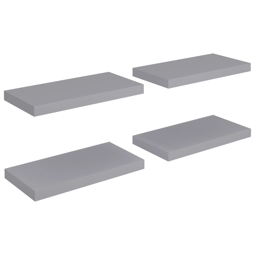 Floating shelves 4 pcs. Grey 50x23x3.8 cm MDF