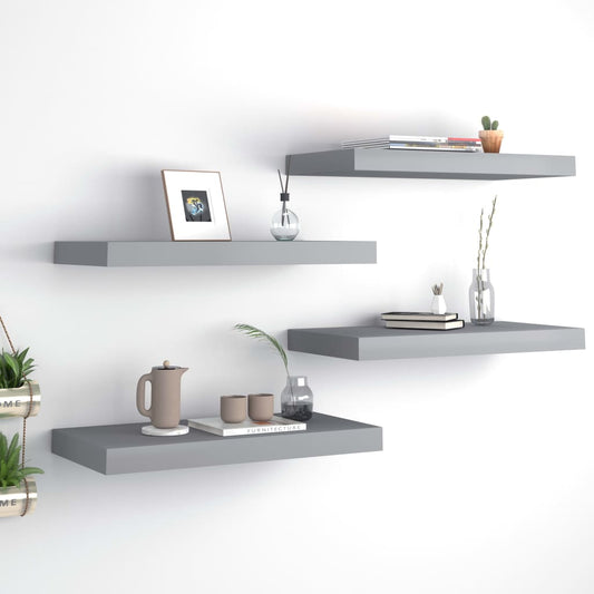 Floating shelves 4 pcs. Grey 50x23x3.8 cm MDF
