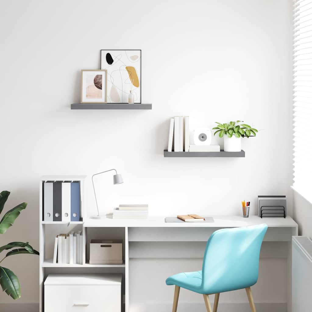 Schwebende Wandregale 2 Stk. Grau 60x23,5x3,8cm MDF