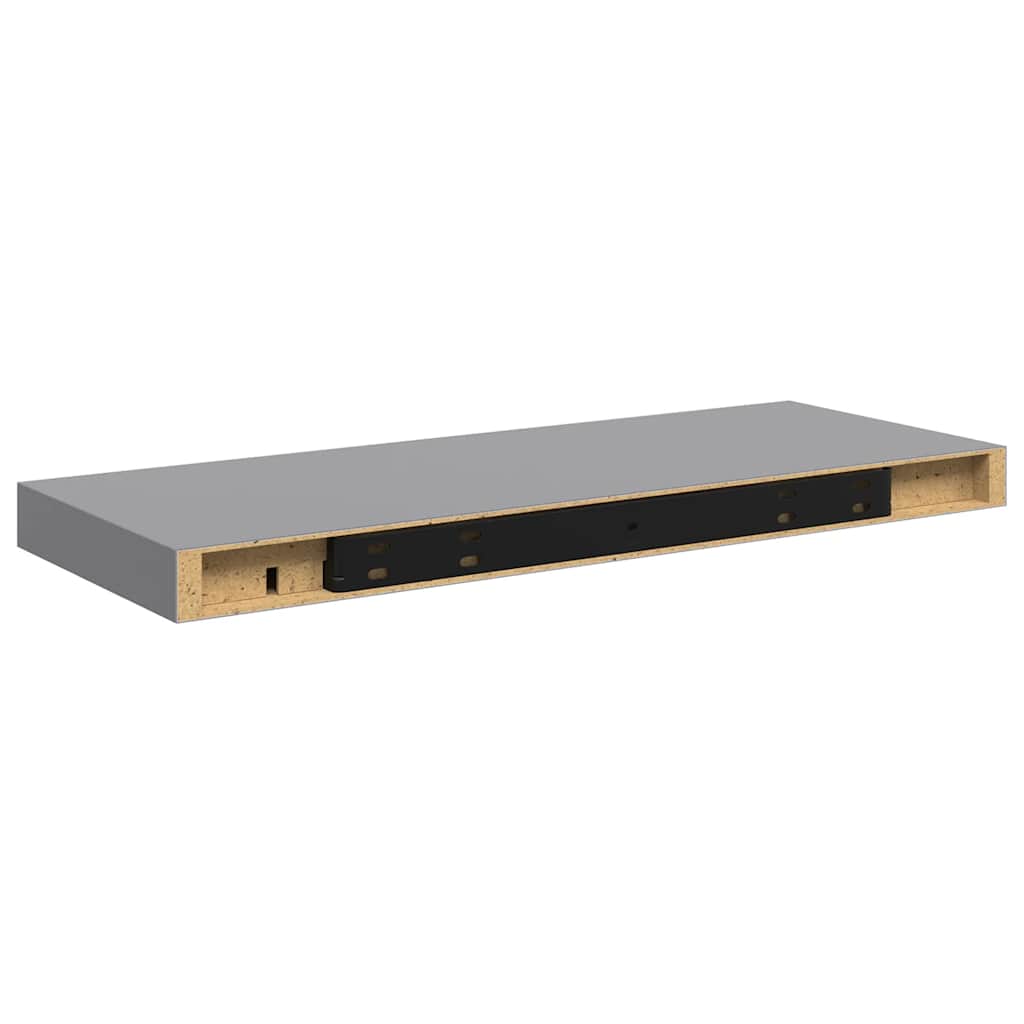 Schwebende Wandregale 2 Stk. Grau 60x23,5x3,8cm MDF