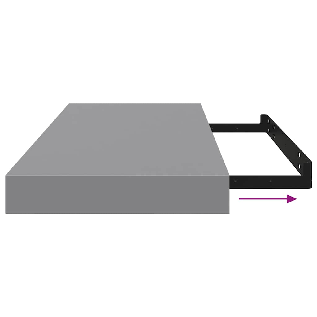 Schwebende Wandregale 2 Stk. Grau 60x23,5x3,8cm MDF