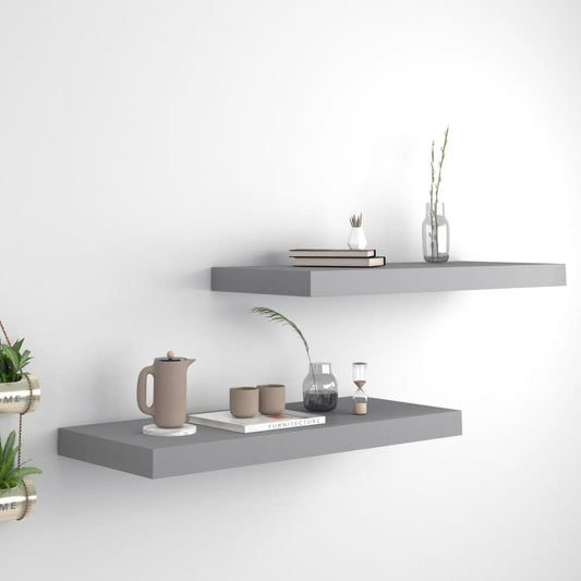 Étagères murales flottantes, lot de 2, gris, 60 x 23,5 x 3,8 cm, MDF