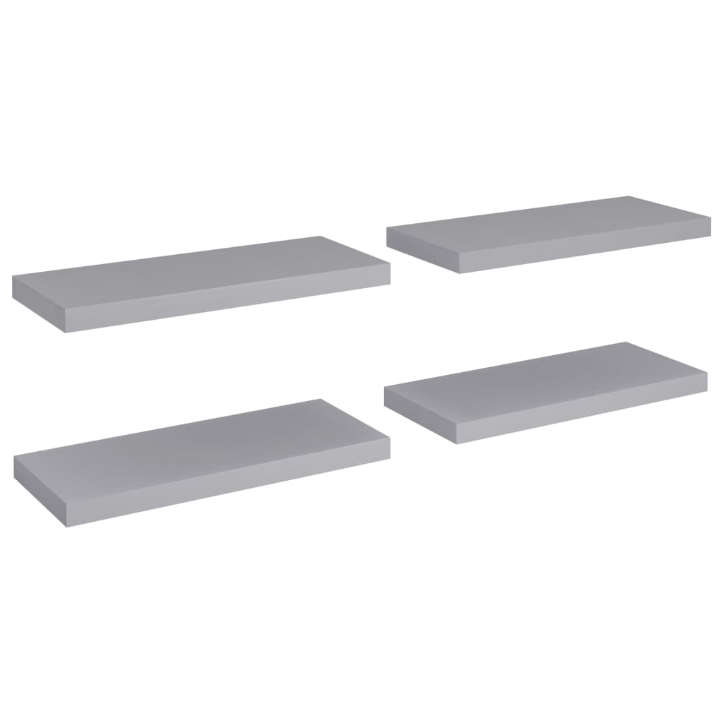 Floating shelves 4 pcs. Grey 60x23.5x3.8cm MDF