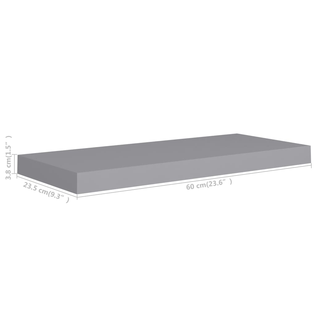 Floating shelves 4 pcs. Grey 60x23.5x3.8cm MDF
