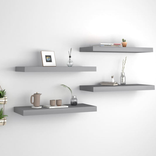 Floating shelves 4 pcs. Grey 60x23.5x3.8cm MDF