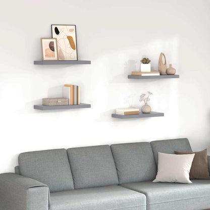 Schweberegale 4 Stk. Grau 60x23,5x3,8cm MDF