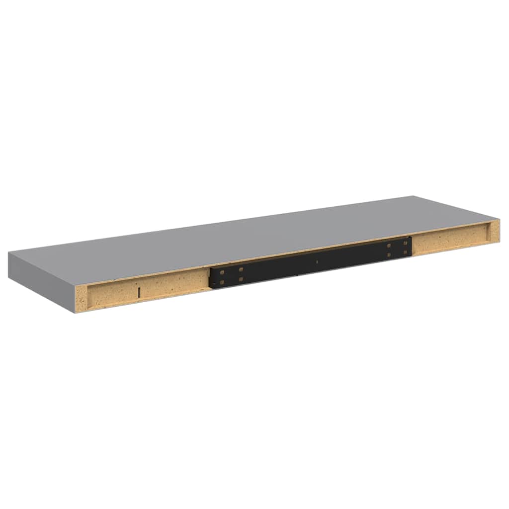 Schweberegale 2 Stk. Grau 80x23,5x3,8 cm MDF