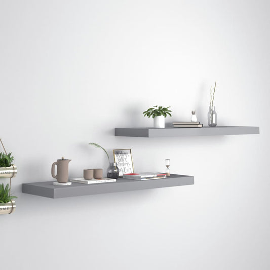 Étagères flottantes, lot de 2, gris, 80 x 23,5 x 3,8 cm, MDF
