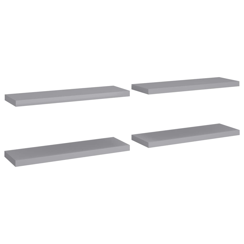 Floating shelves 4 pcs. Grey 80x23.5x3.8 cm MDF