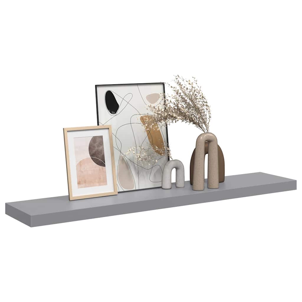 Schwebendes Wandregal Grau 120x23,5x3,8 cm MDF