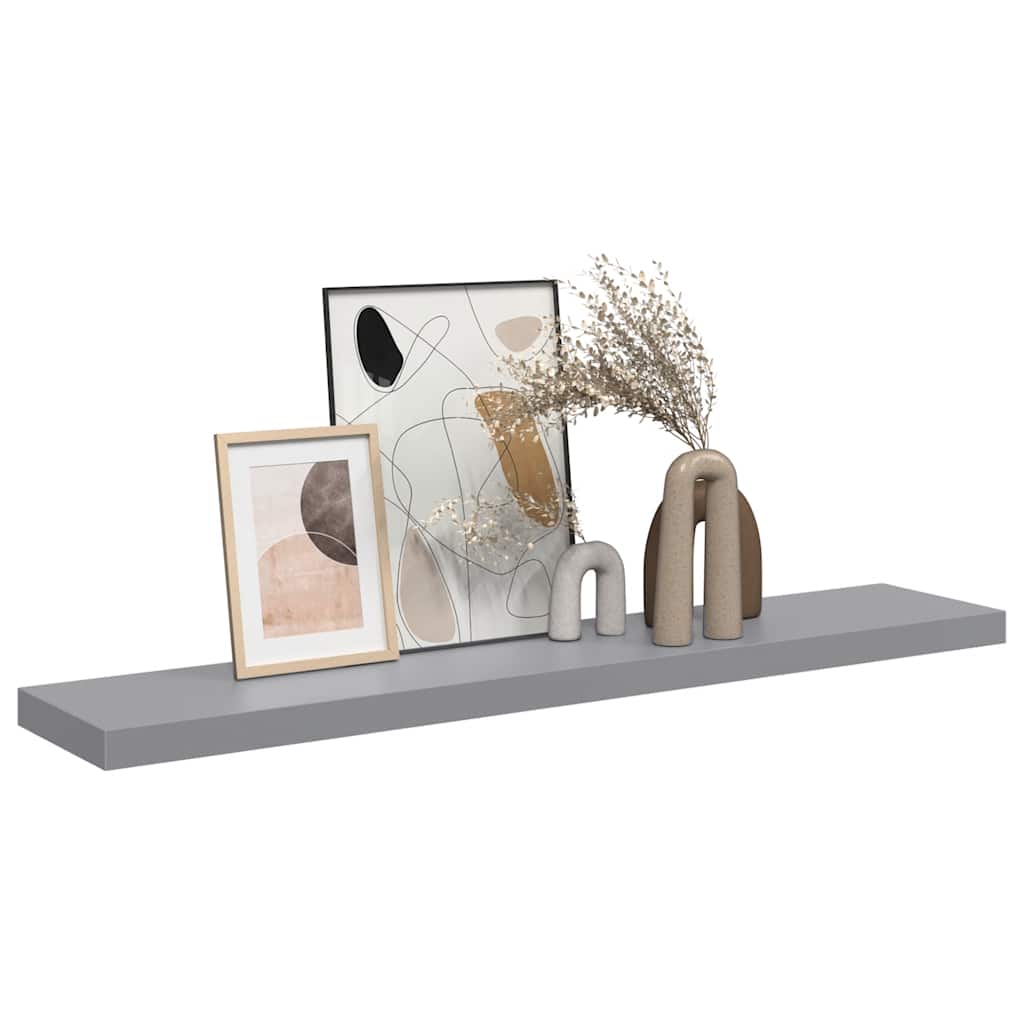 Schwebendes Wandregal Grau 120x23,5x3,8 cm MDF