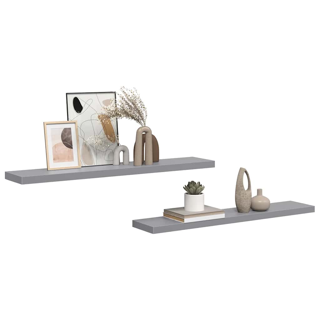 Schwebende Wandregale 2 Stk. Grau 120x23,5x3,8 cm MDF