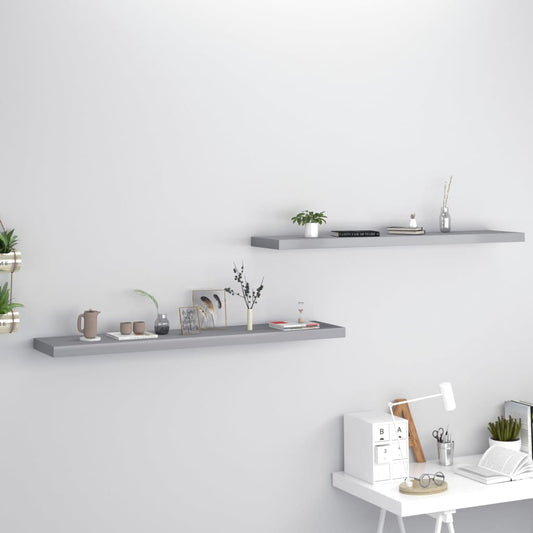 Étagères murales flottantes, lot de 2, gris, 120 x 23,5 x 3,8 cm, MDF