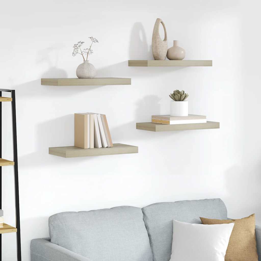 Schwebende Wandregale 4 Stk. Eichefarben 50x23x3,8cm MDF