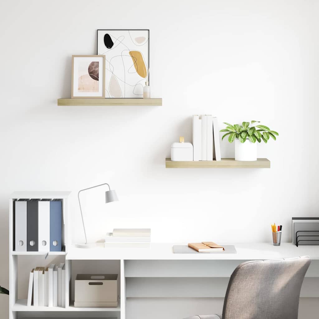 Schwebende Wandregale 2 Stk. Eichefarben 60x23,5x3,8cm MDF
