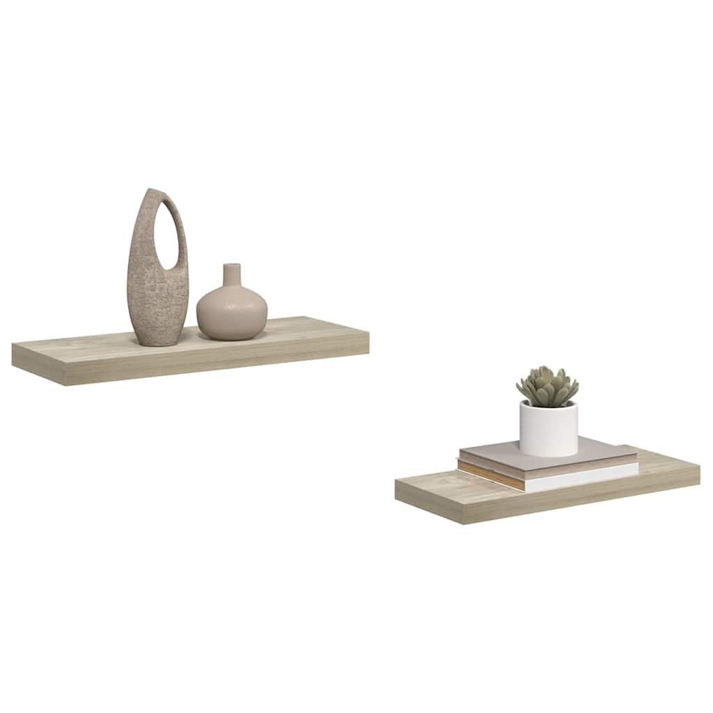 Schwebende Wandregale 2 Stk. Eichefarben 60x23,5x3,8cm MDF