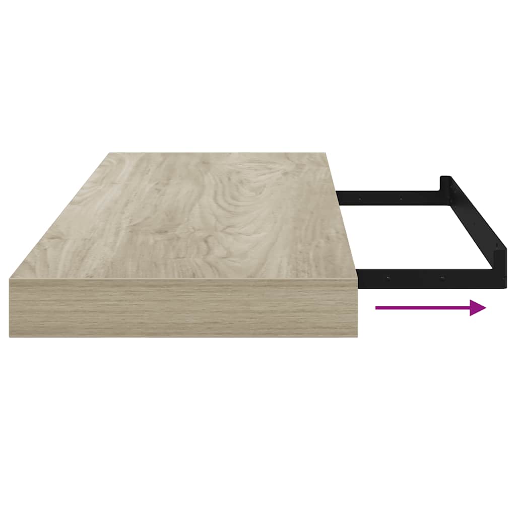 Schwebende Wandregale 2 Stk. Eichefarben 60x23,5x3,8cm MDF