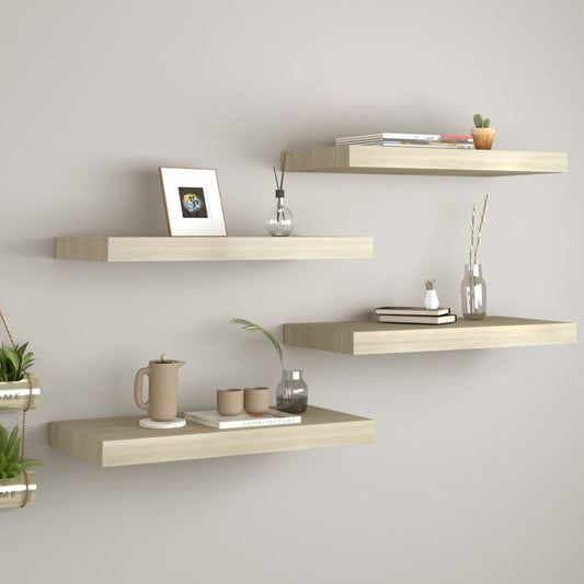 Floating wall shelves 4 pcs. Oak-colored 60x23.5x3.8cm MDF