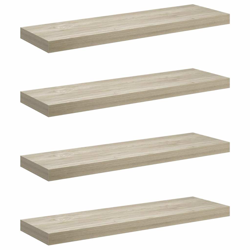 Schweberegale 4 Stk. Eiche-Optik 80x23,5x3,8 cm MDF