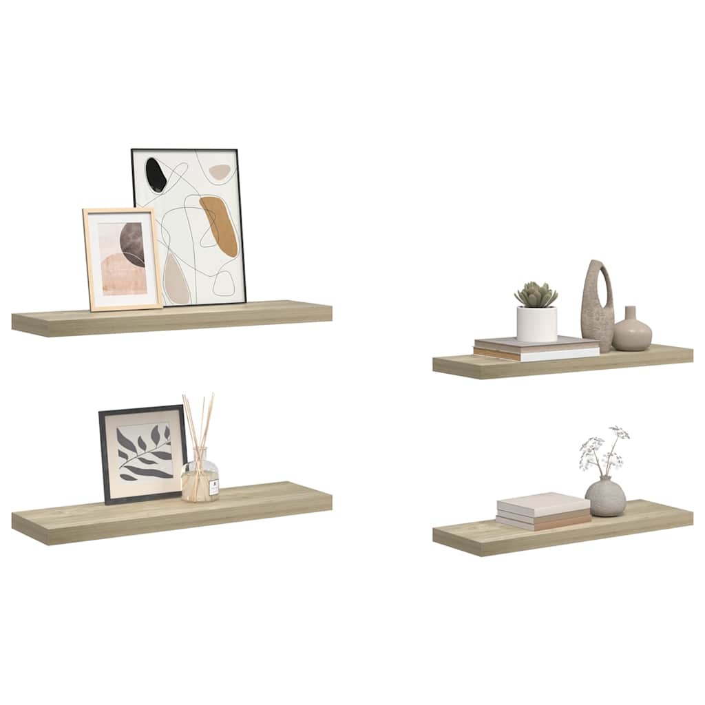 Schweberegale 4 Stk. Eiche-Optik 80x23,5x3,8 cm MDF