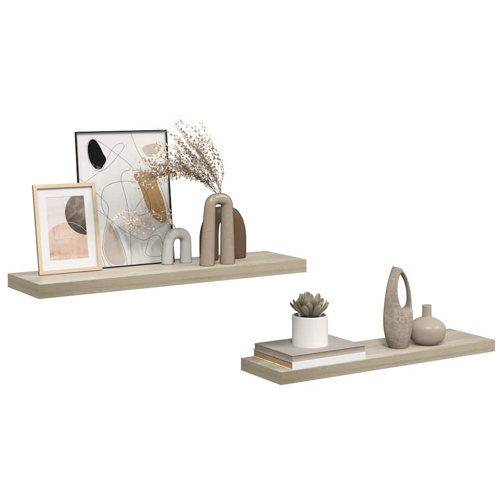 Schweberegale 2 Stk. Eichen-Optik 90x23,5x3,8 cm MDF