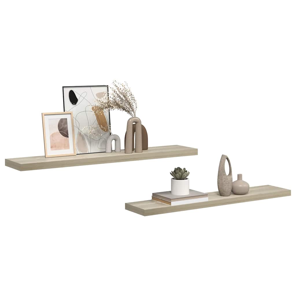 Schwebende Wandregale 2 Stk. Eichefarben 120x23,5x3,8 cm MDF