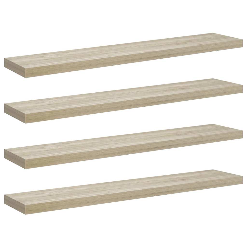 Schweberegale 4 Stk. Eichen-Optik 120x23,5x3,8 cm MDF