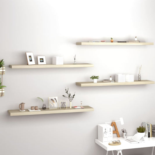 Floating shelves 4 pcs. Oak look 120x23.5x3.8 cm MDF