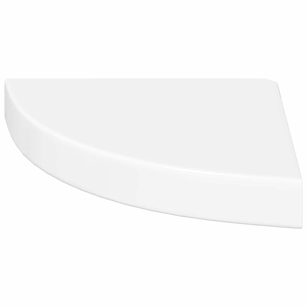 Schwebende Eckregale 2 Stk. Hochglanz-Weiß 25x25x3,8 cm MDF