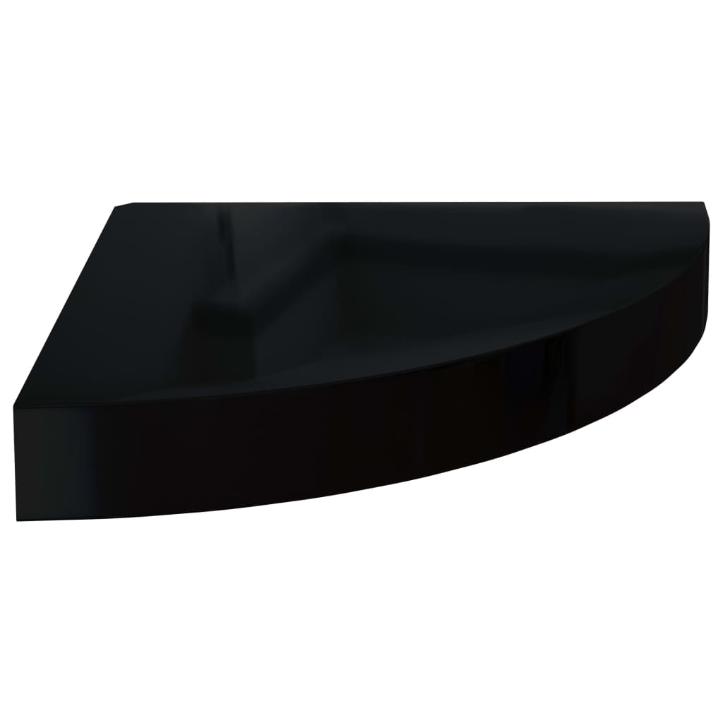 Étagères d'angle flottantes, lot de 2, noir brillant, 25 x 25 x 3,8 cm, MDF