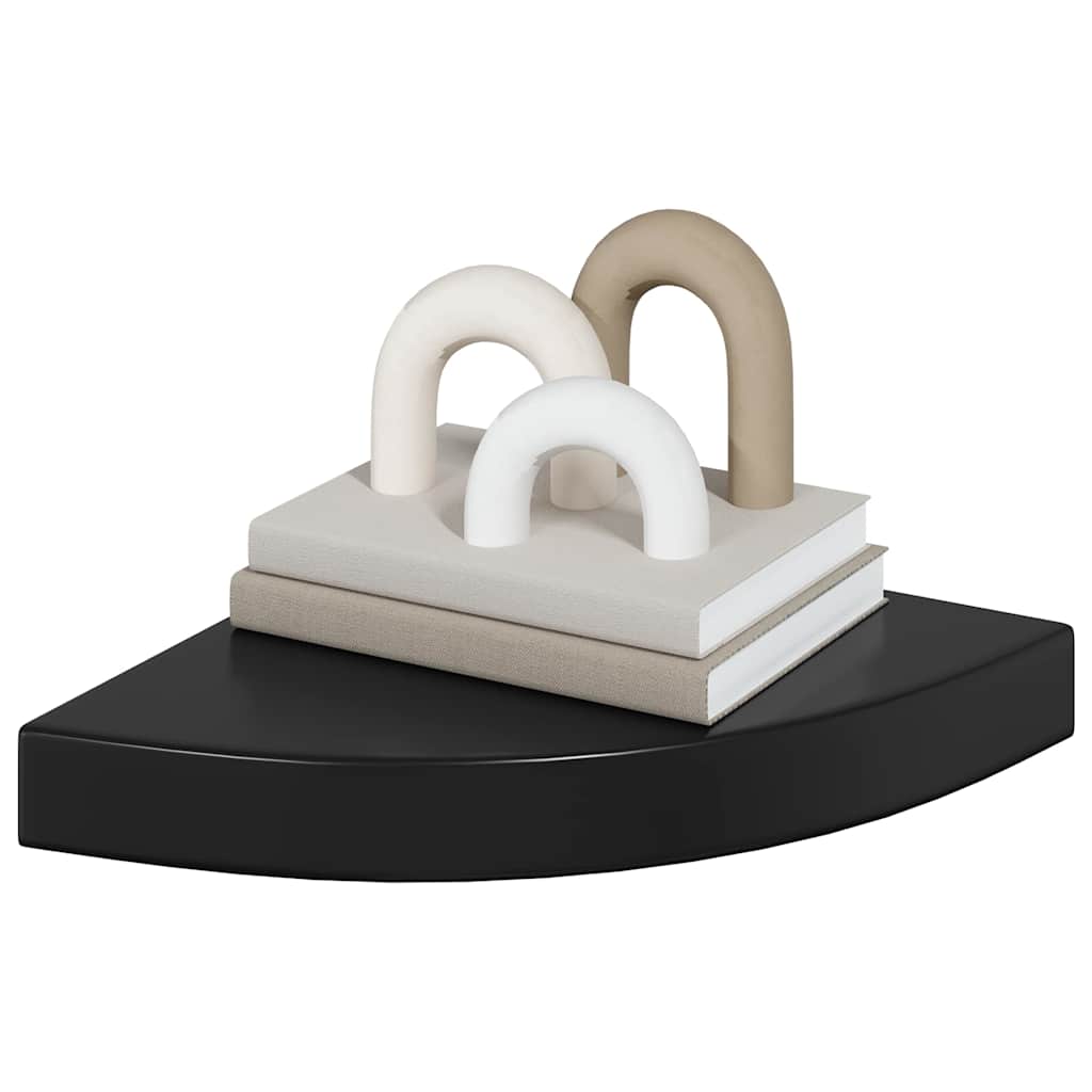 Eck-Schweberegale 4 Stk. Hochglanz-Schwarz 25x25x3,8 cm MDF